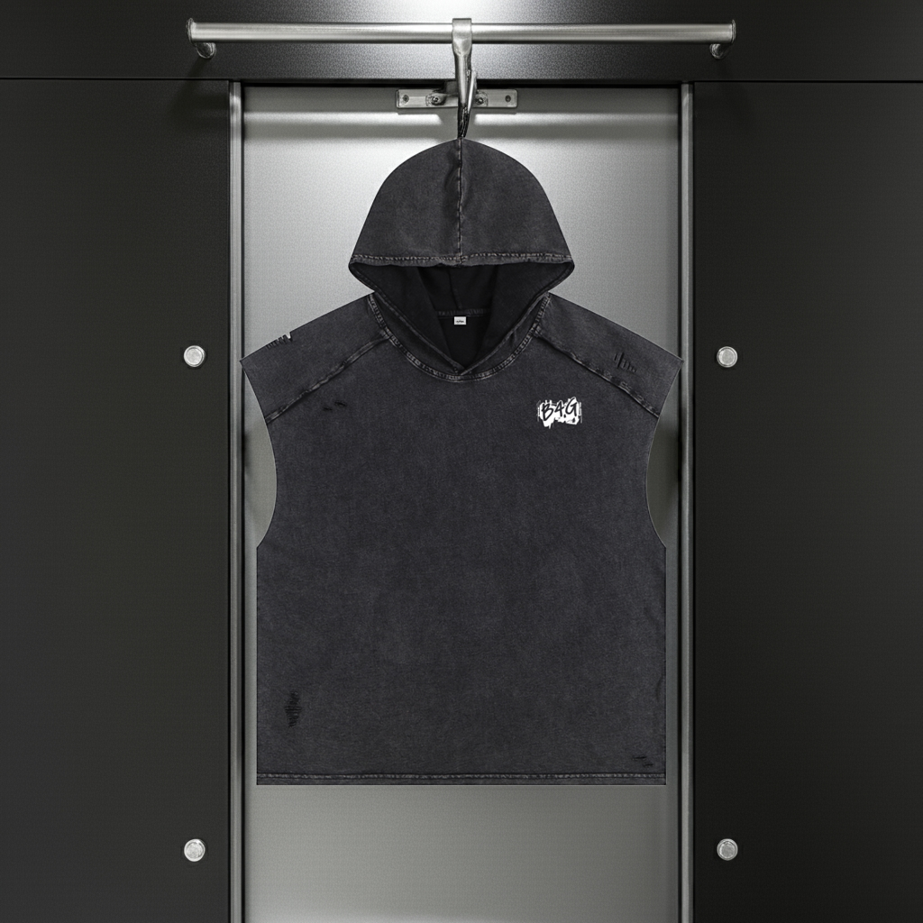 Snow Washed Boxy Hooded Tank Top