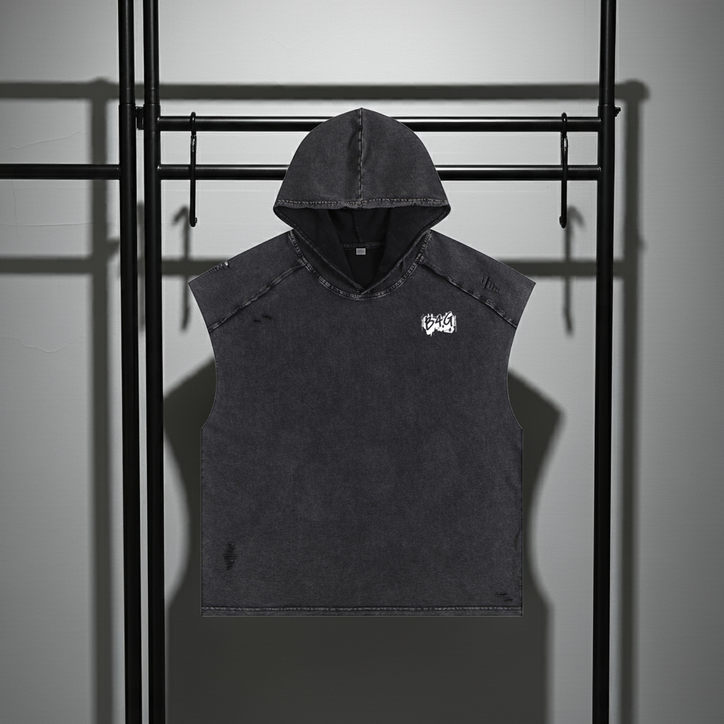 Snow Washed Boxy Hooded Tank Top